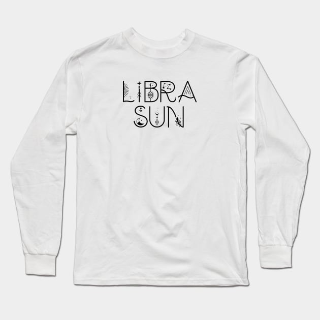 Libra sun sign celestial typography Long Sleeve T-Shirt by lilacleopardco